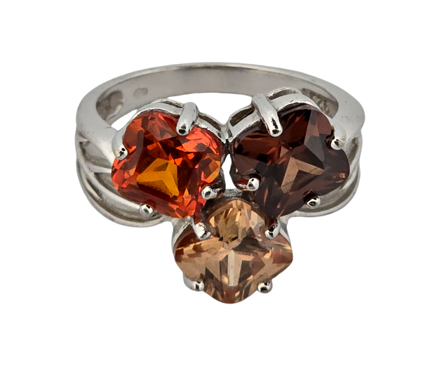 Stříbrný prsten barevný trojlístek - 2