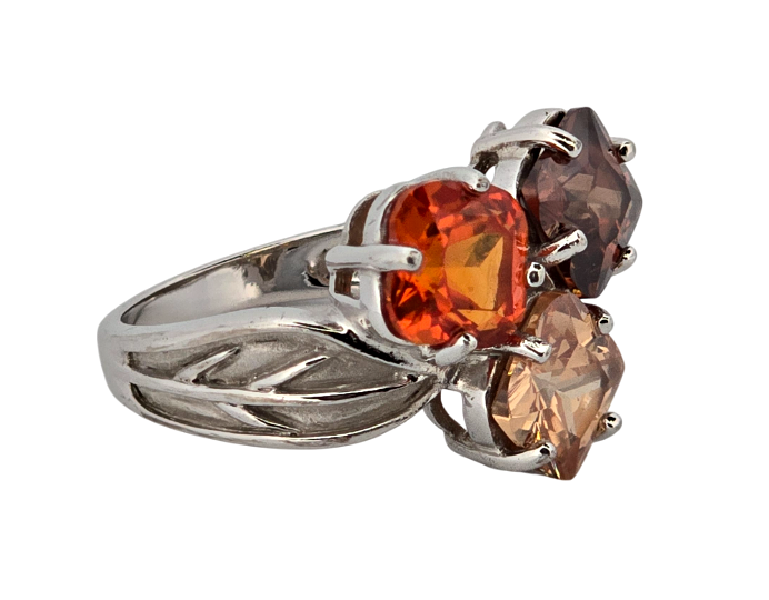 Stříbrný prsten barevný trojlístek - 3