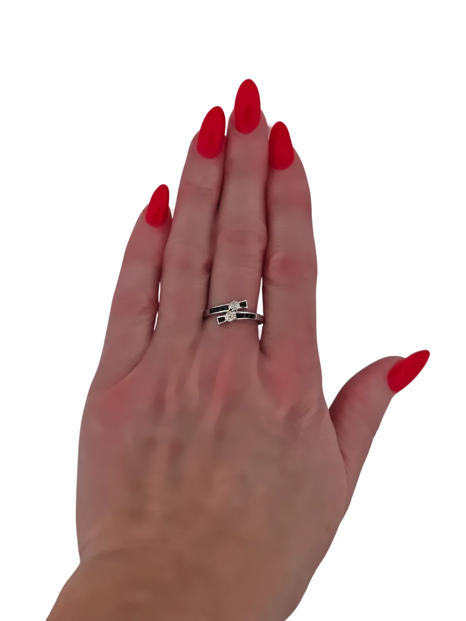 Zlatý prsten s diamanty a safíry - 4