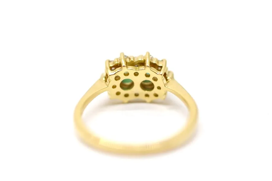 Zlatý prsten s diamanty a smaragdy - 3