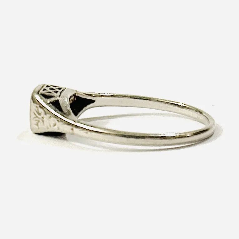 Zlatý art-deco prsten s diamantem - 3