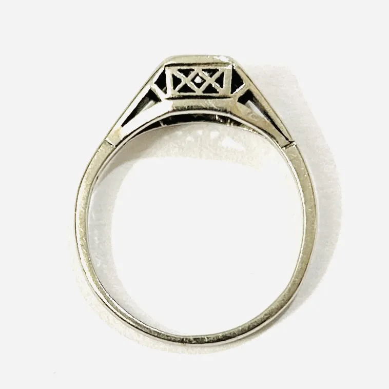 Zlatý art-deco prsten s diamantem - 4