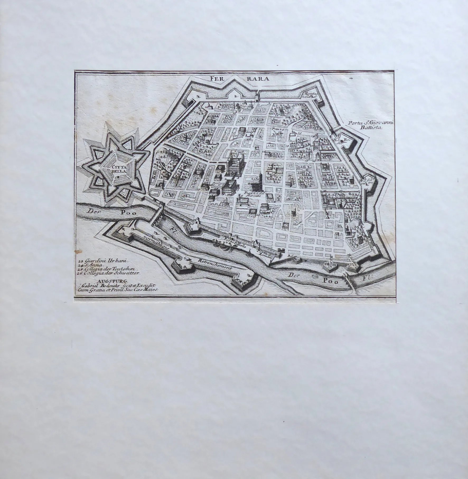 Gabriel Bodenehr – Ferrara, plán města s opevněním - 4