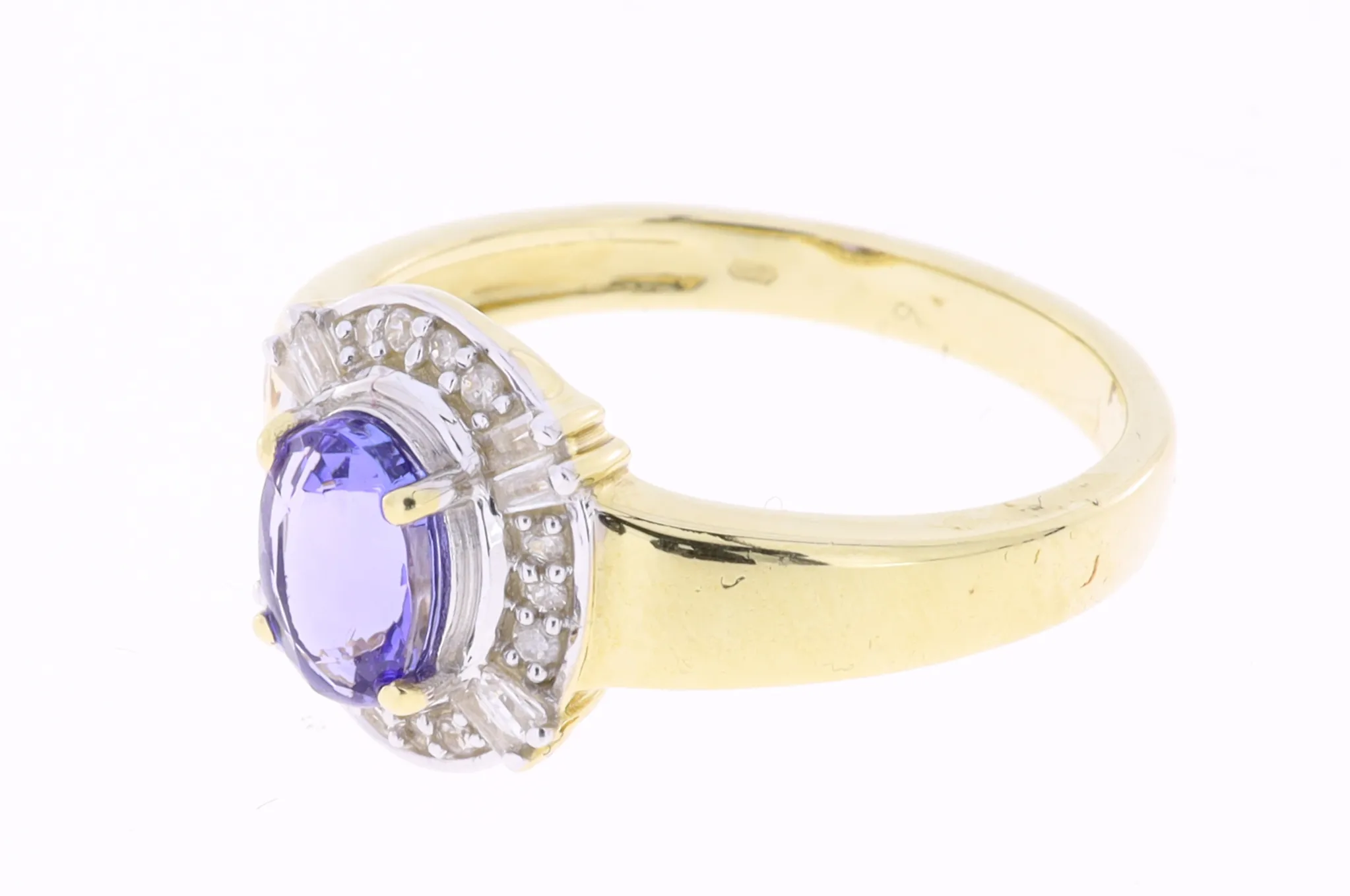 Zlatý prsten s tanzanitem a diamanty v elegantním designu - 3