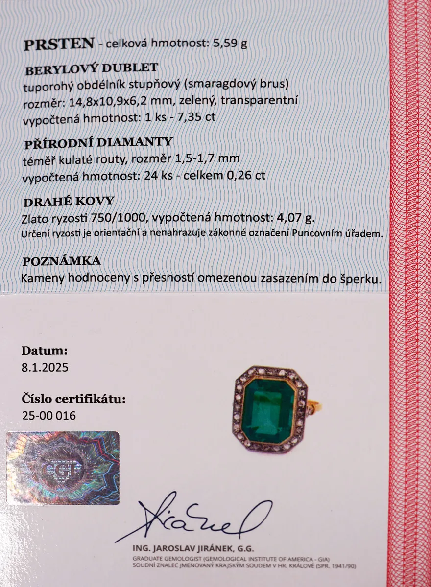 Zlatý prsten s brilianty Art deco - 4