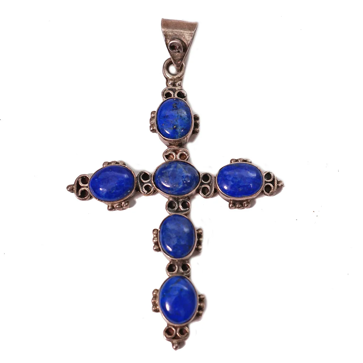 Stříbrný křížek s lapis lazuli