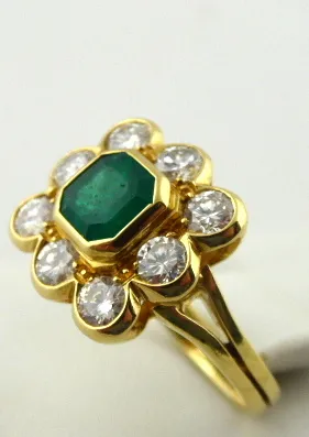 Zlatý prsten se smaragdem 1,50 ct a diamanty 1,20 ct - 4