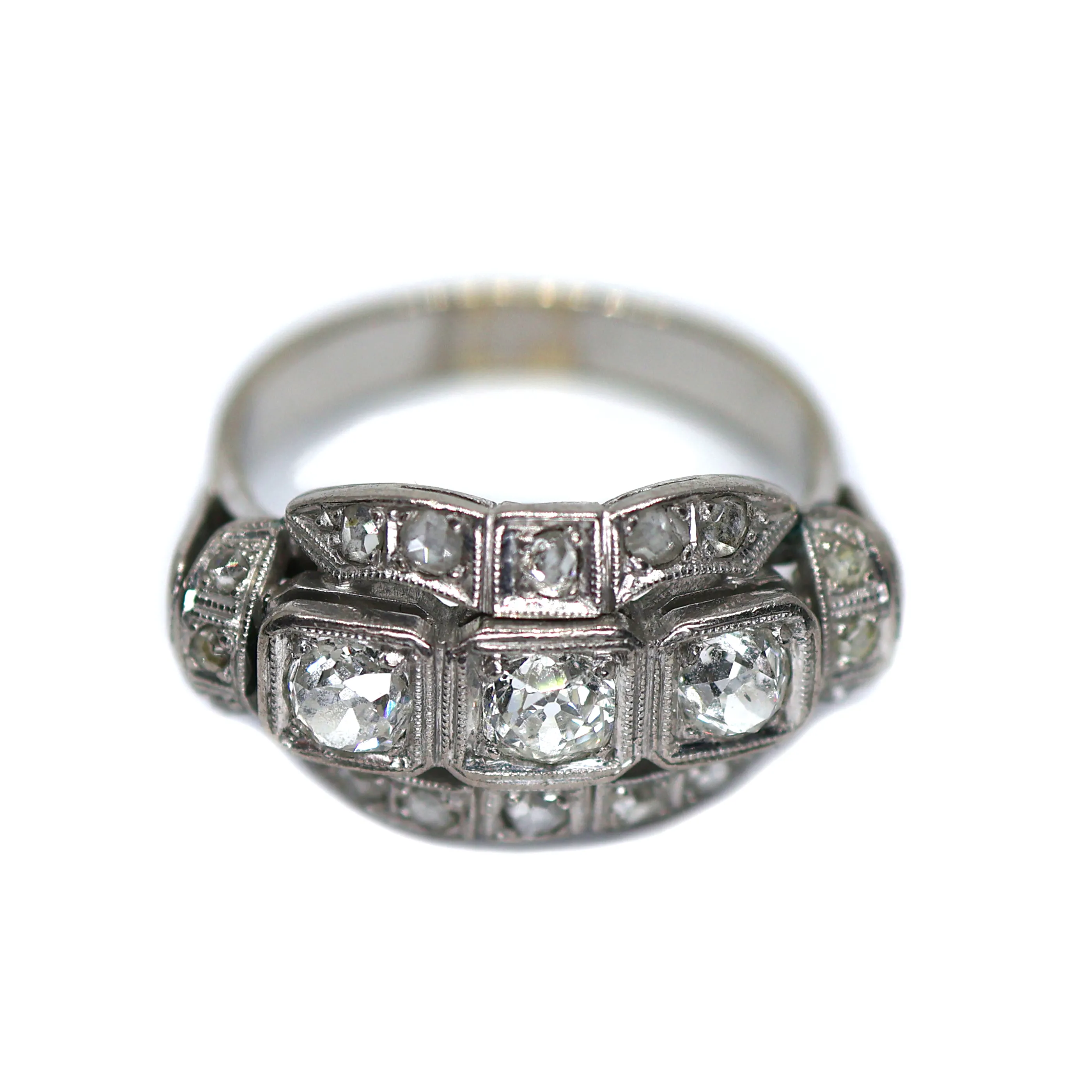 Art Deco zlatý prsten s přírodními diamanty 0,80 ct - 2