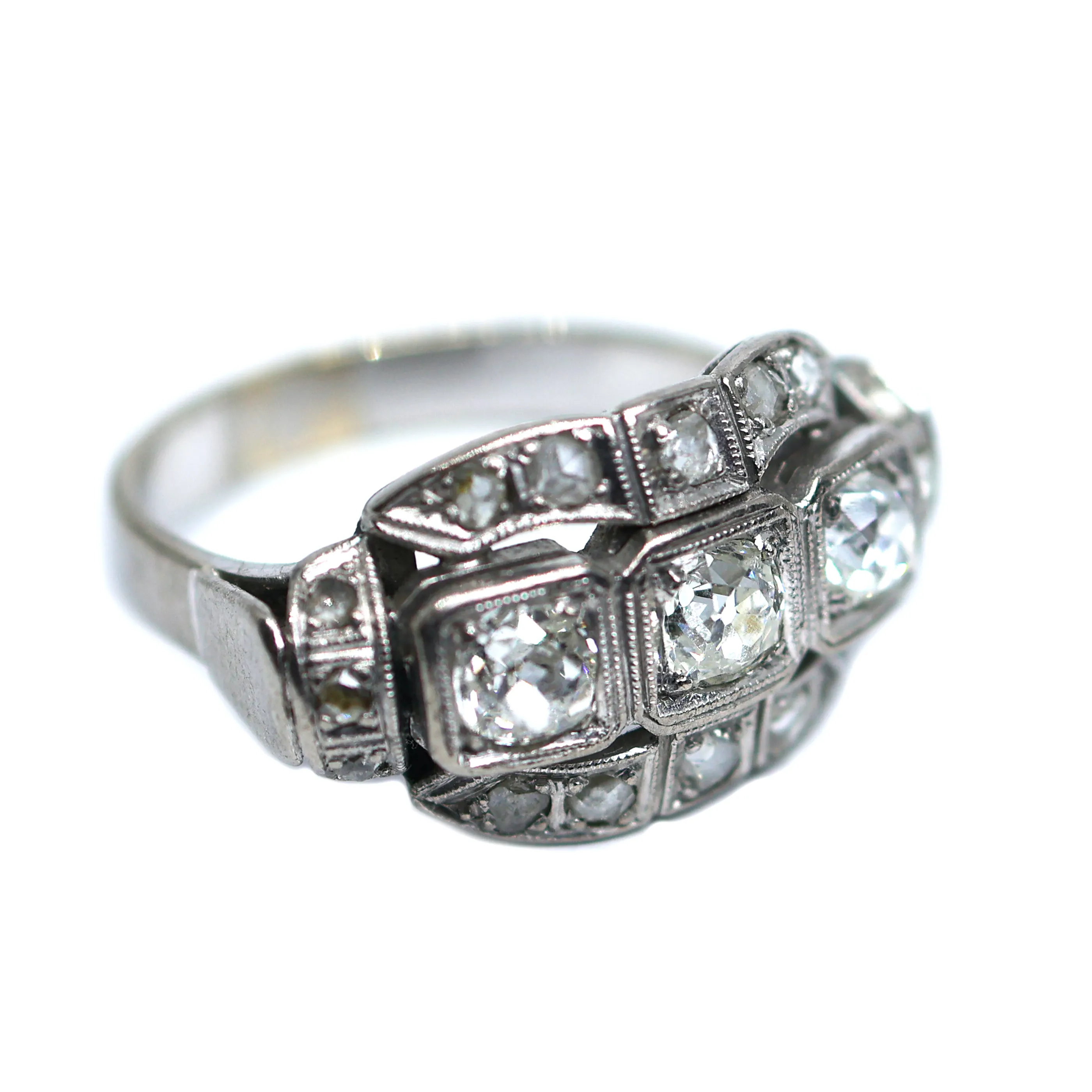 Art Deco zlatý prsten s přírodními diamanty 0,80 ct