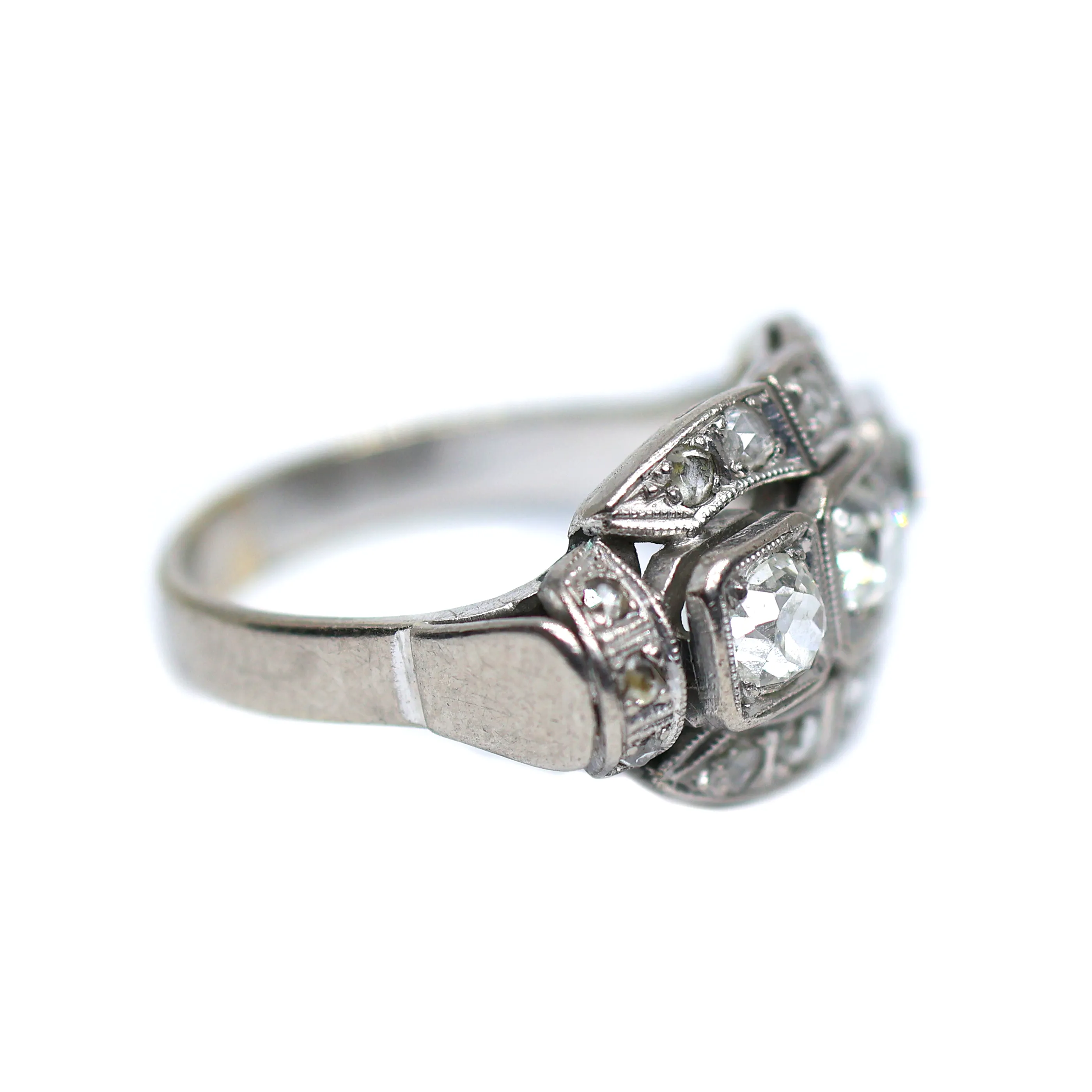 Art Deco zlatý prsten s přírodními diamanty 0,80 ct - 3