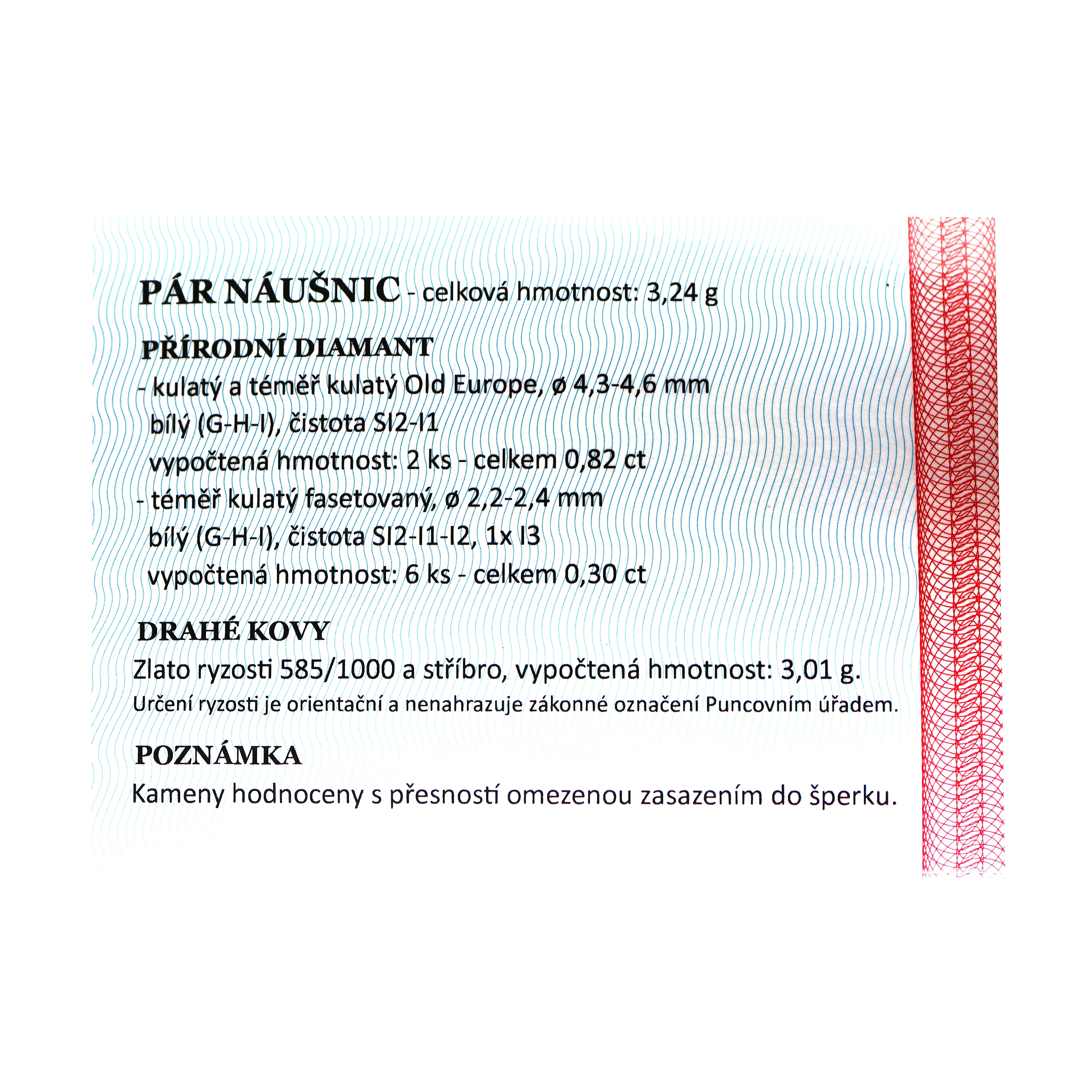 Zlaté náušnice s diamanty 1,12ct + certifikát - 4