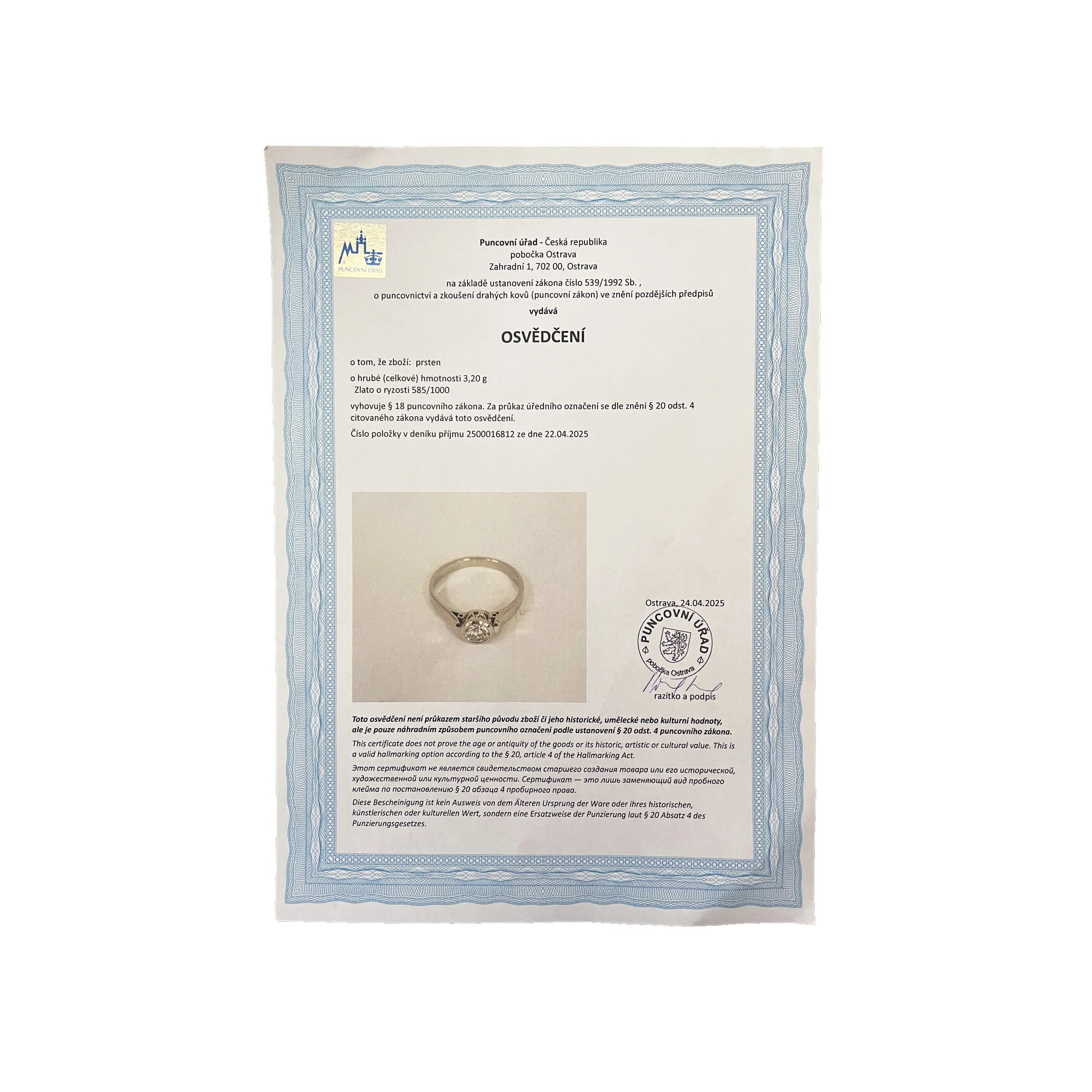 Art deco zlatý prsten s diamantem 0,60ct - 8