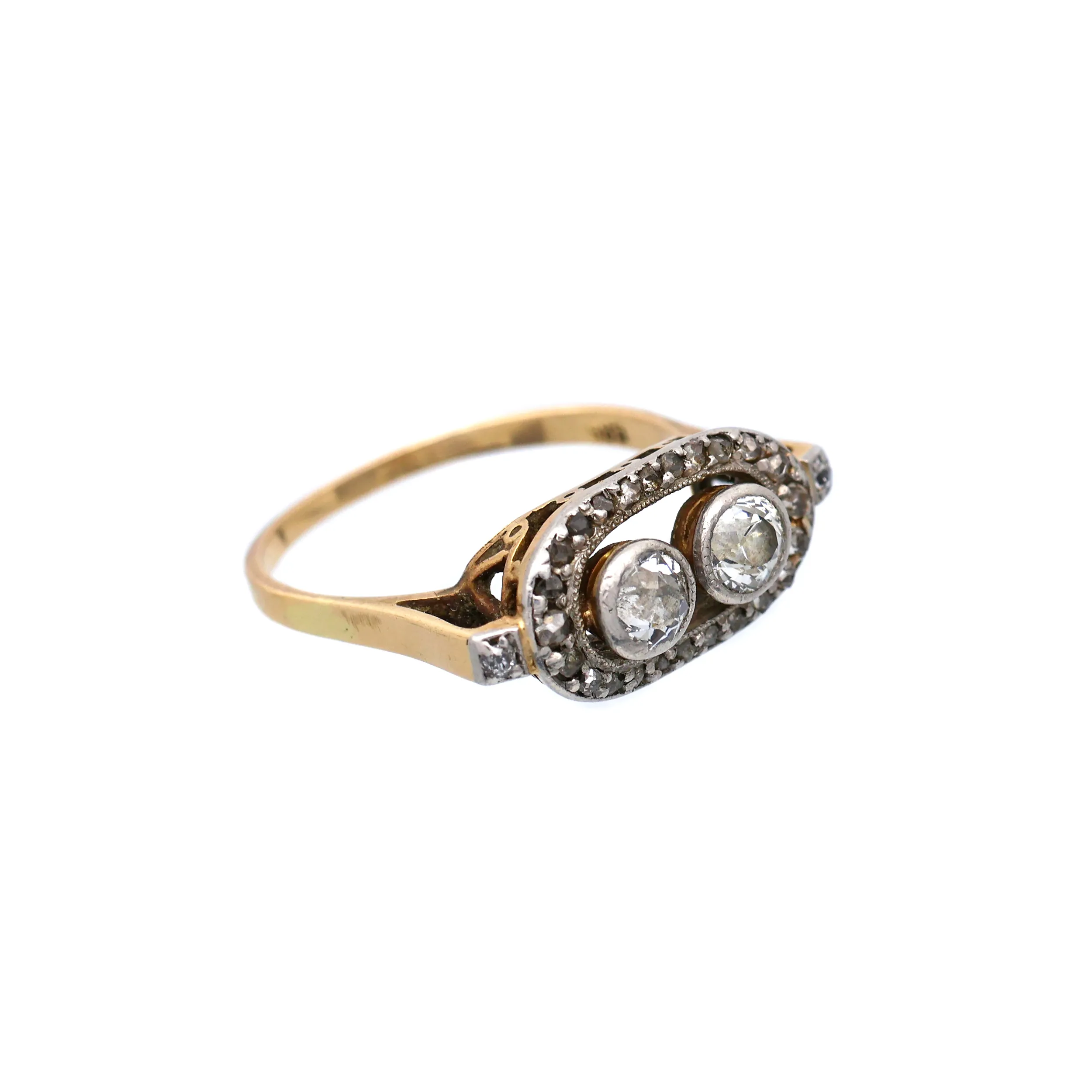 Art deco zlatý prsten s přírodními diamanty - 2