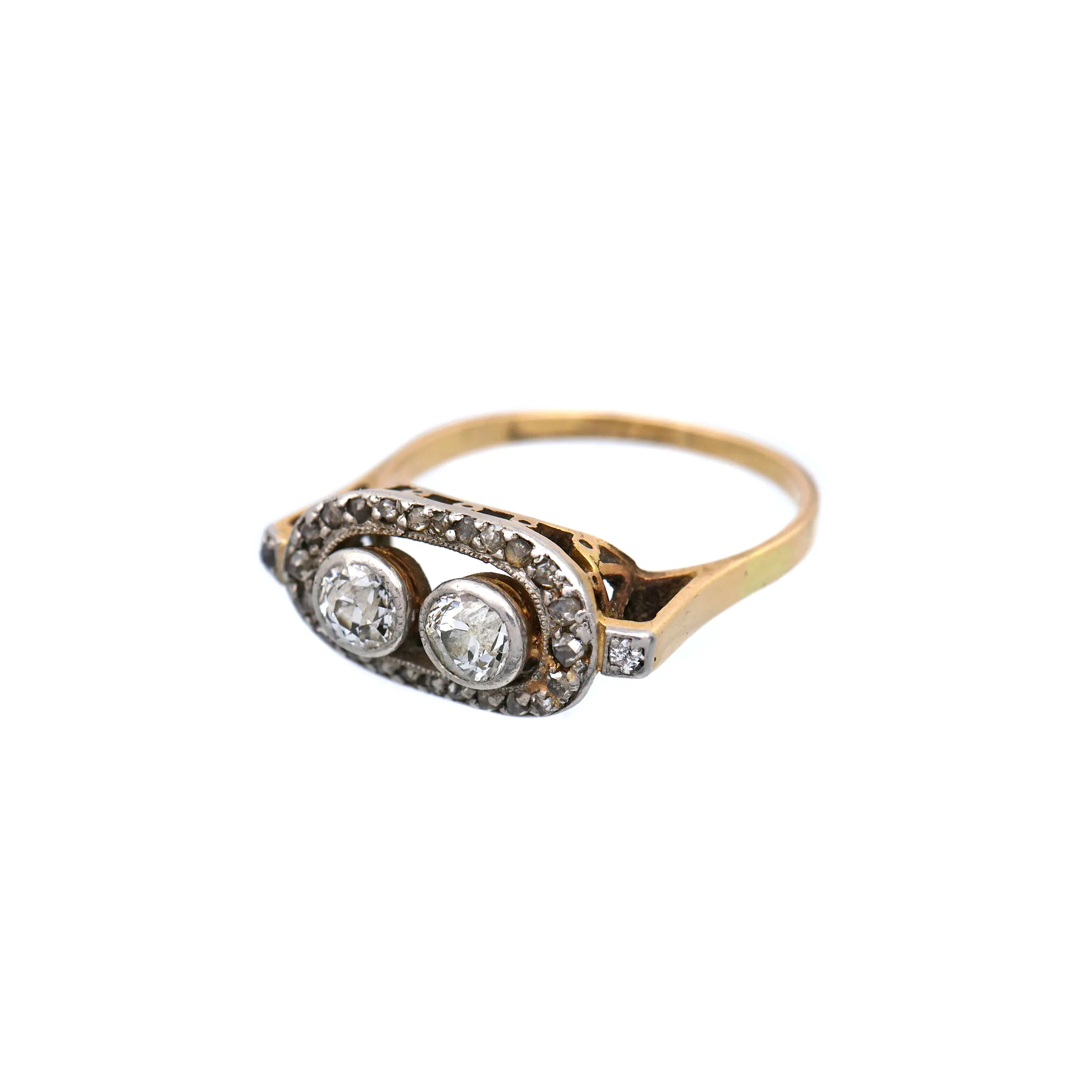 Art deco zlatý prsten s přírodními diamanty - 3