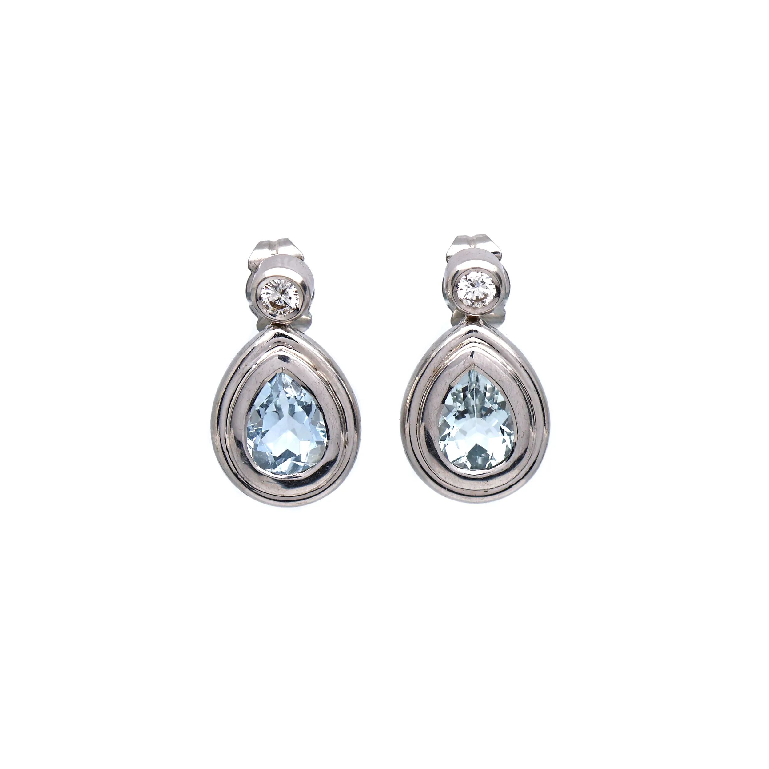 Zlaté náušnice s akvamaríny 2,26ct a brilianty 0,20ct +certifikát
