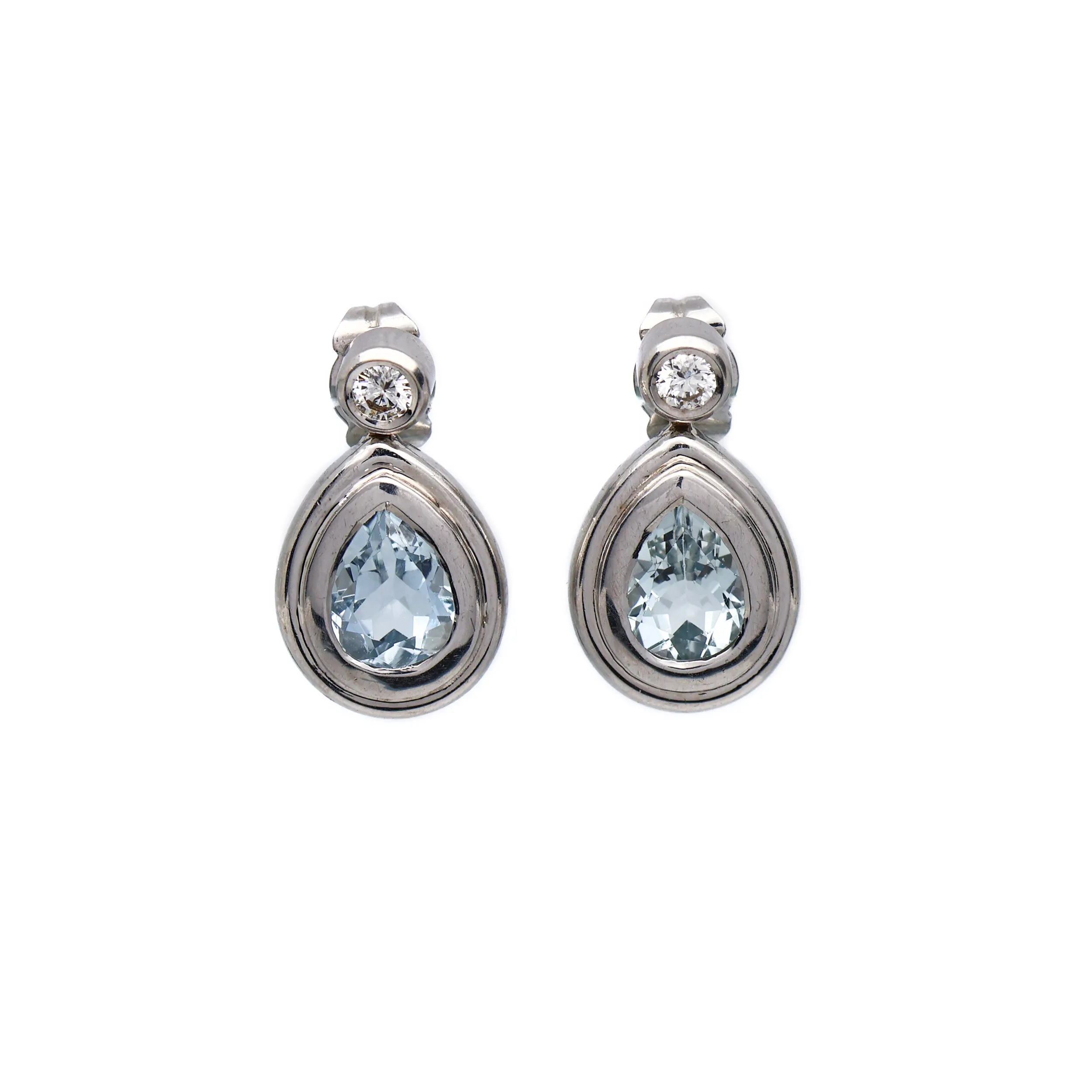 Zlaté náušnice s akvamaríny 2,26ct a brilianty 0,20ct +certifikát - 2