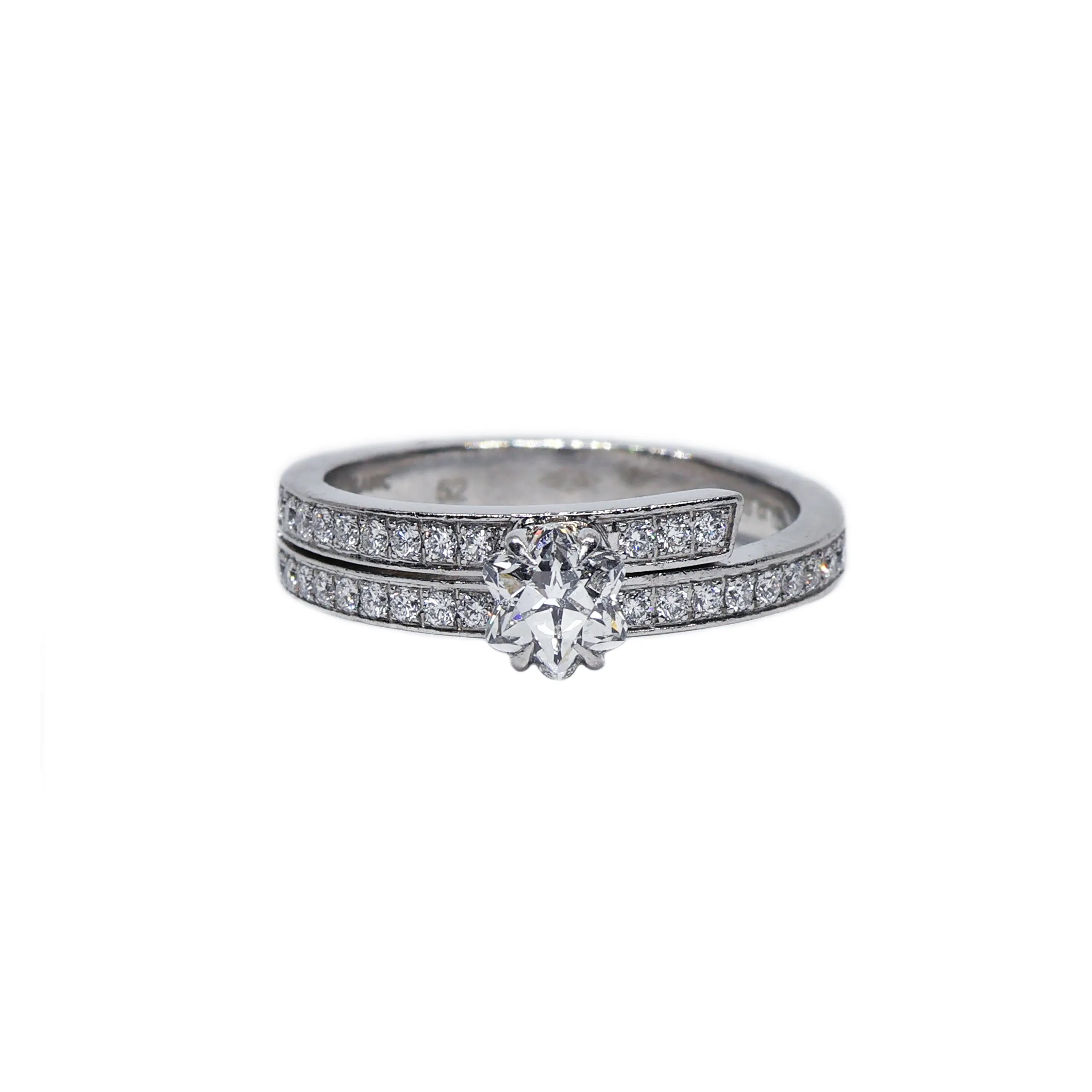 Platinový prsten s diamanty 0,56ct (E, IF) a 0,23ct(D-E-F) +certifikát IGI