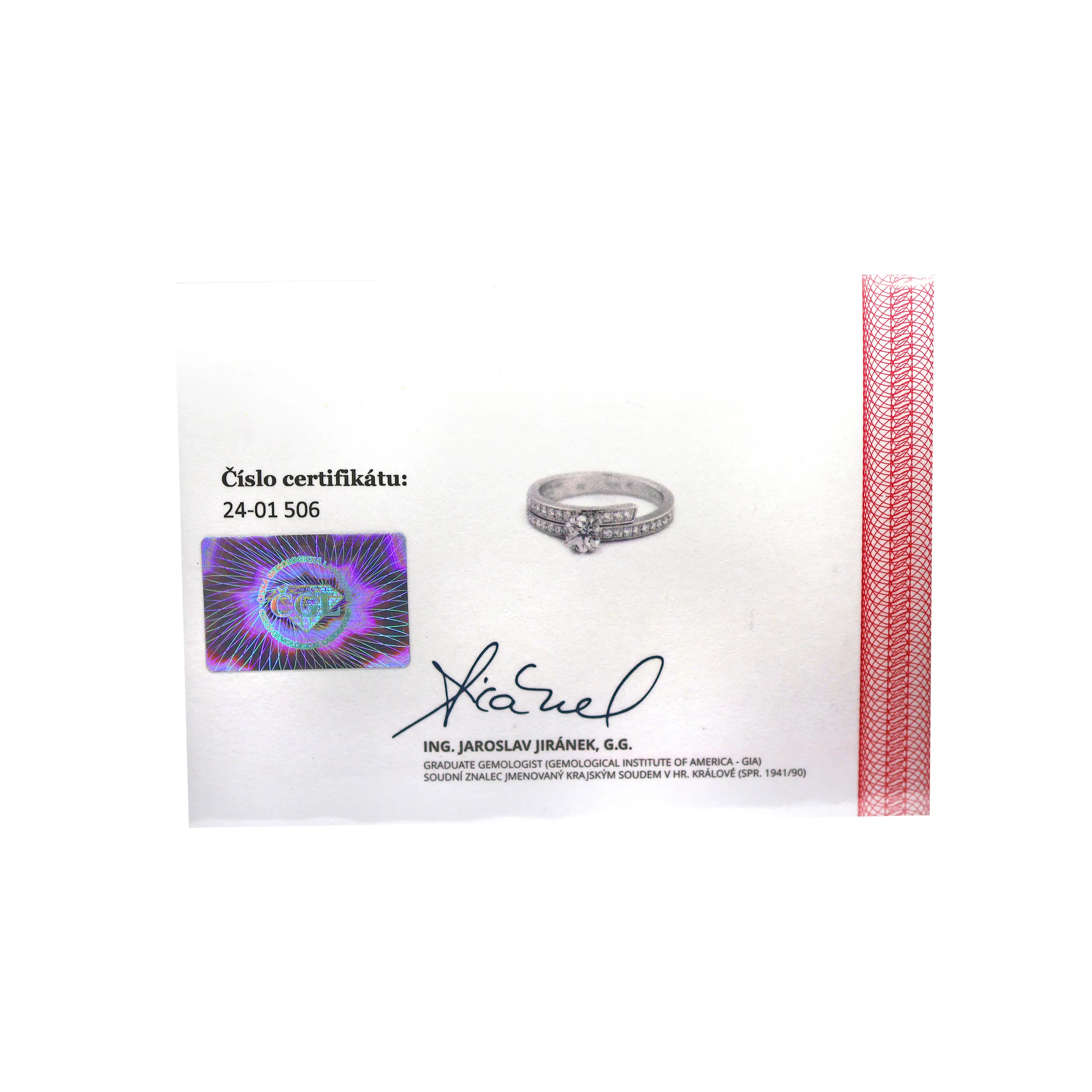 Platinový prsten s diamanty 0,56ct (E, IF) a 0,23ct(D-E-F) +certifikát IGI - 6