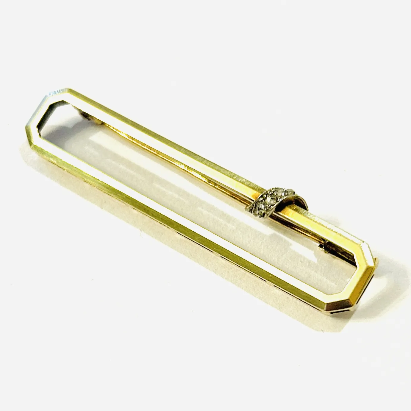 Zlatá art-deco brož s diamanty - 2