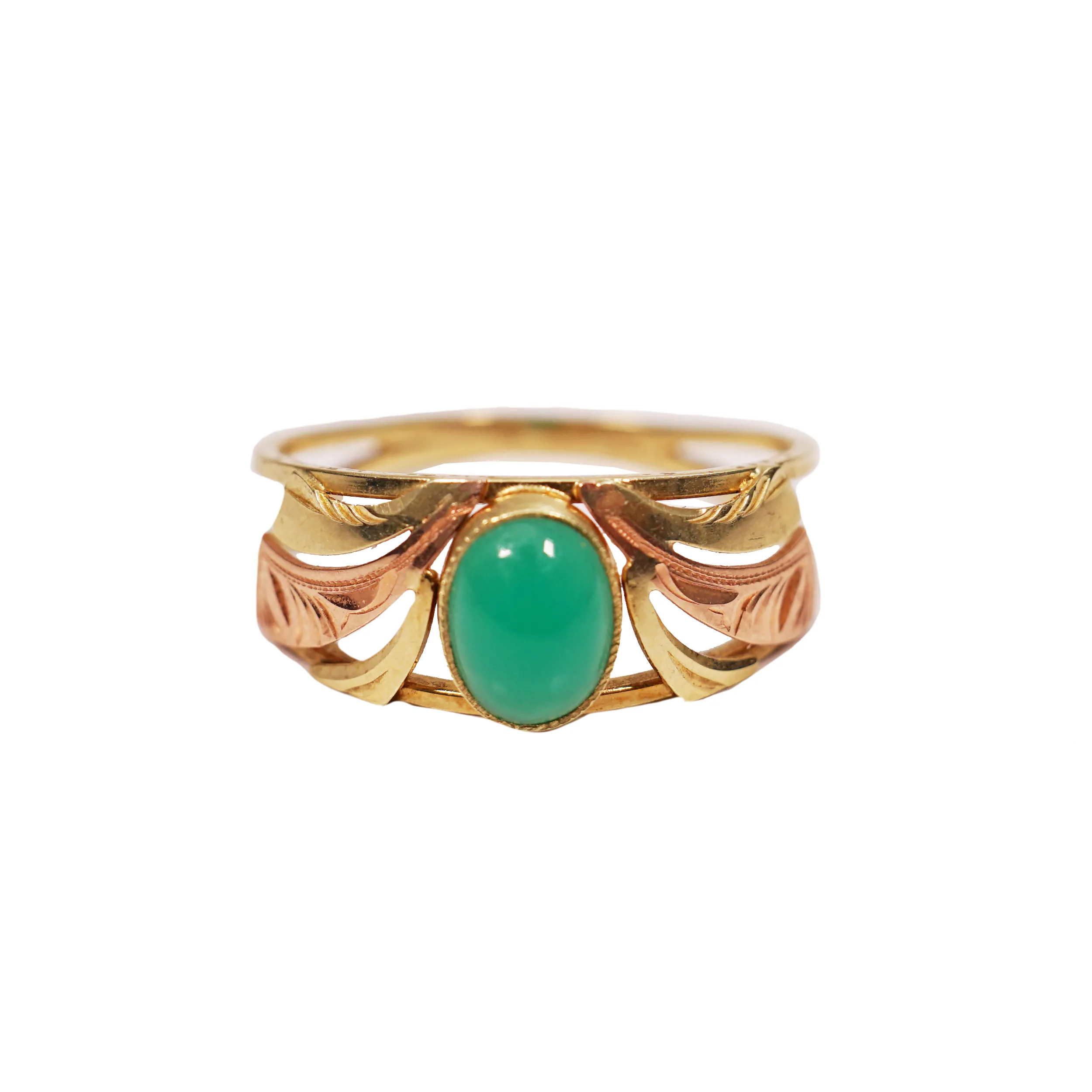 Zlatý prsten s chrysoprasem