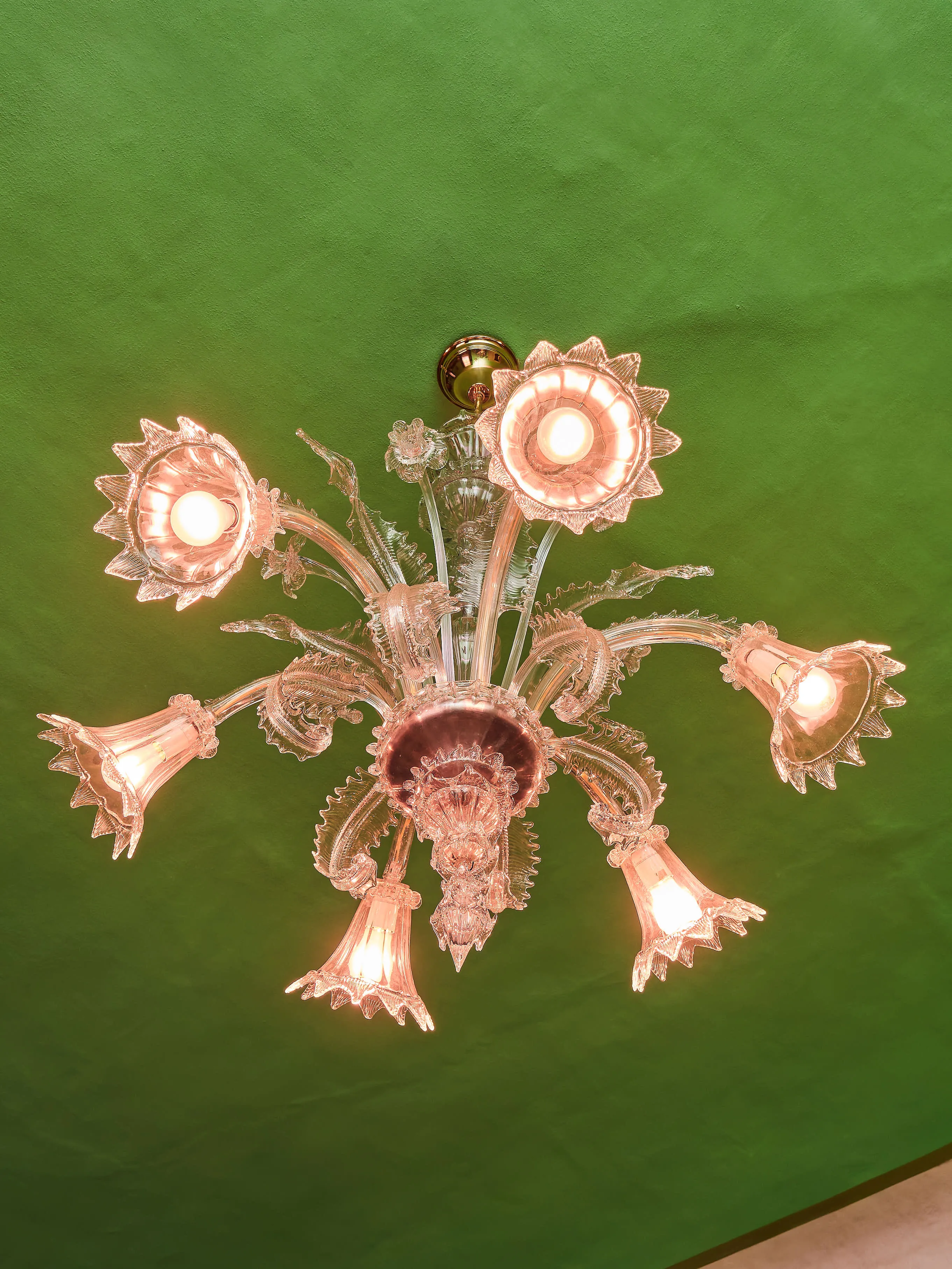 Benátský křišťálový lustr ze štípaného skla – Murano, Itálie, 1950 - 4