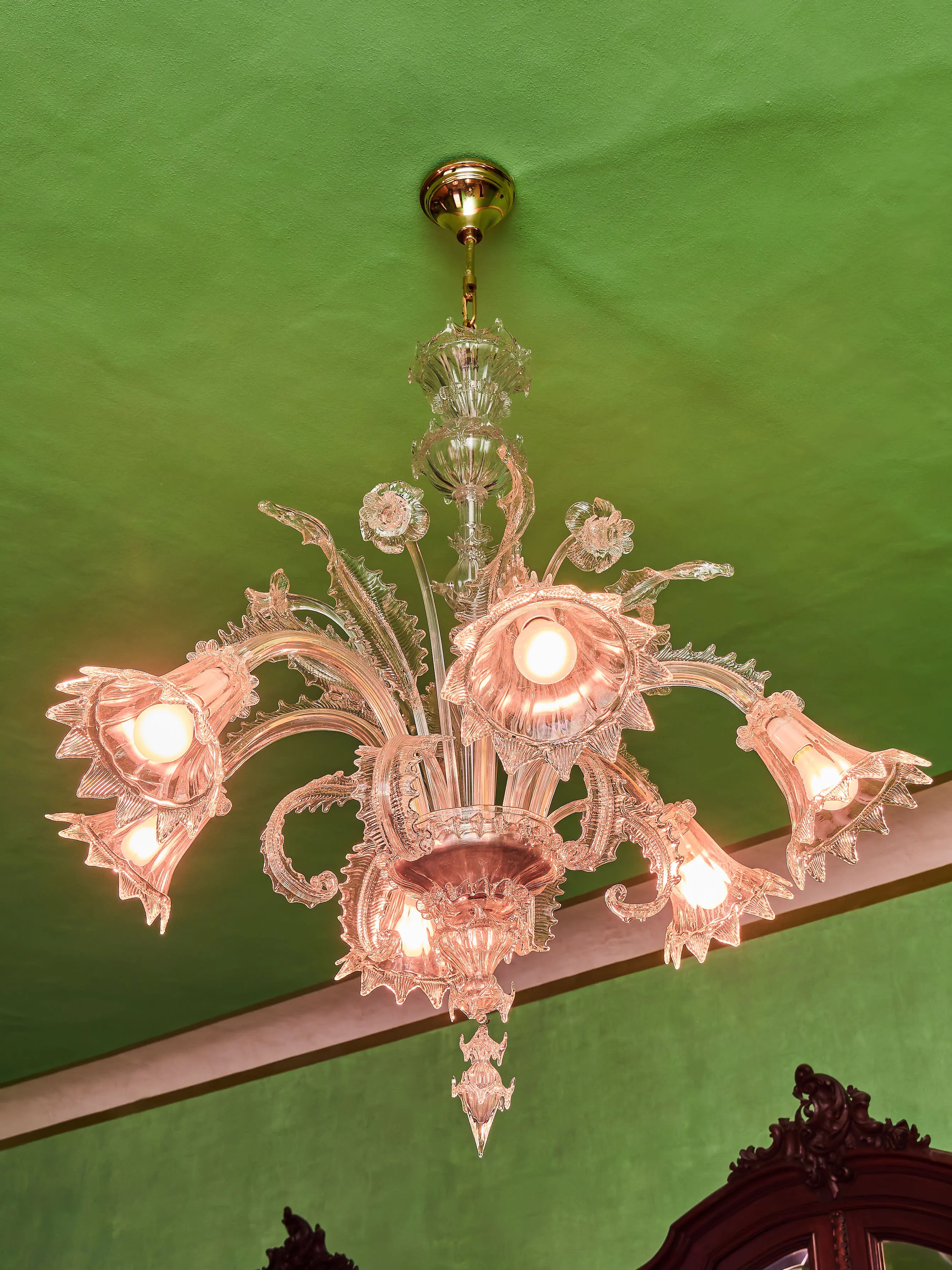 Benátský křišťálový lustr ze štípaného skla – Murano, Itálie, 1950 - 5