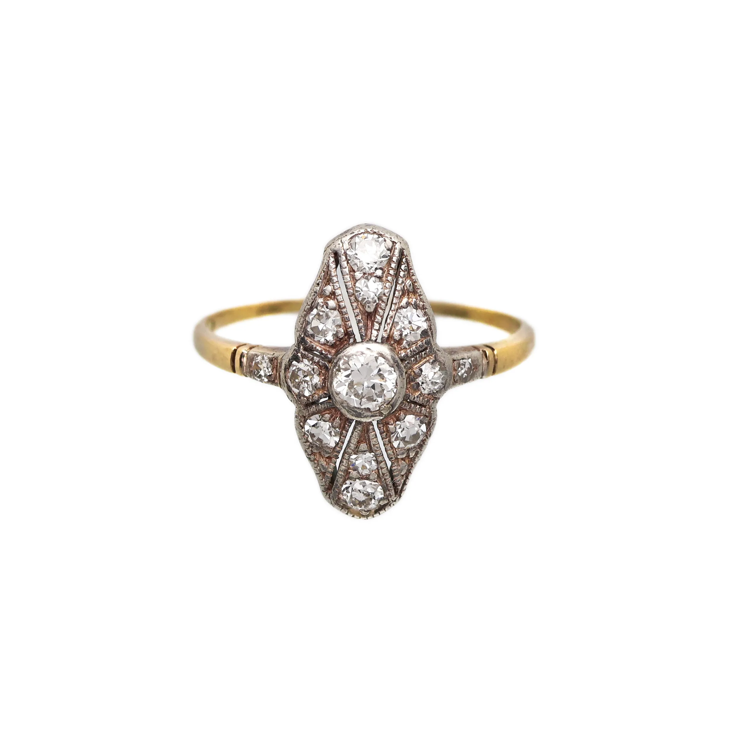 Starožitný zlatý prsten s diamanty 0,40ct