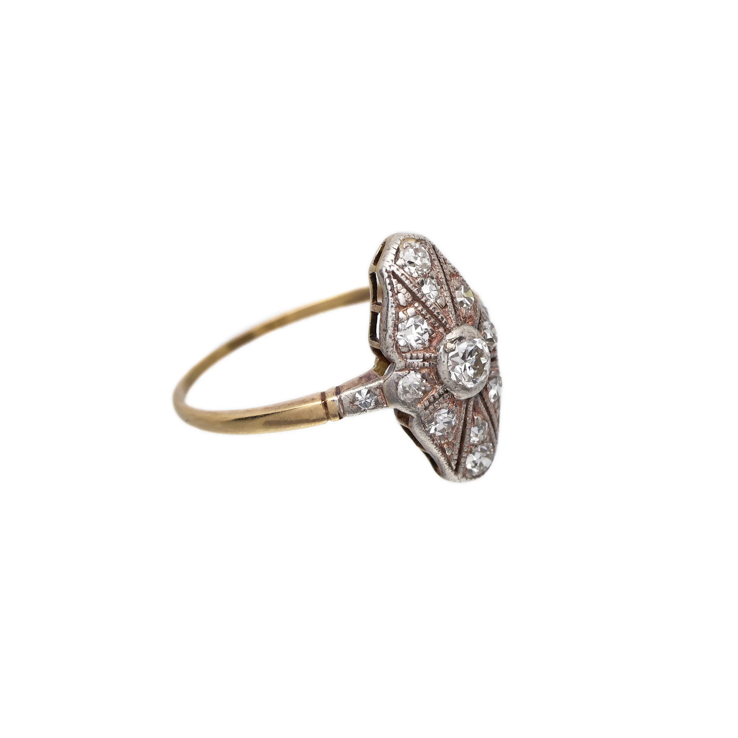 Starožitný zlatý prsten s diamanty 0,40ct - 2