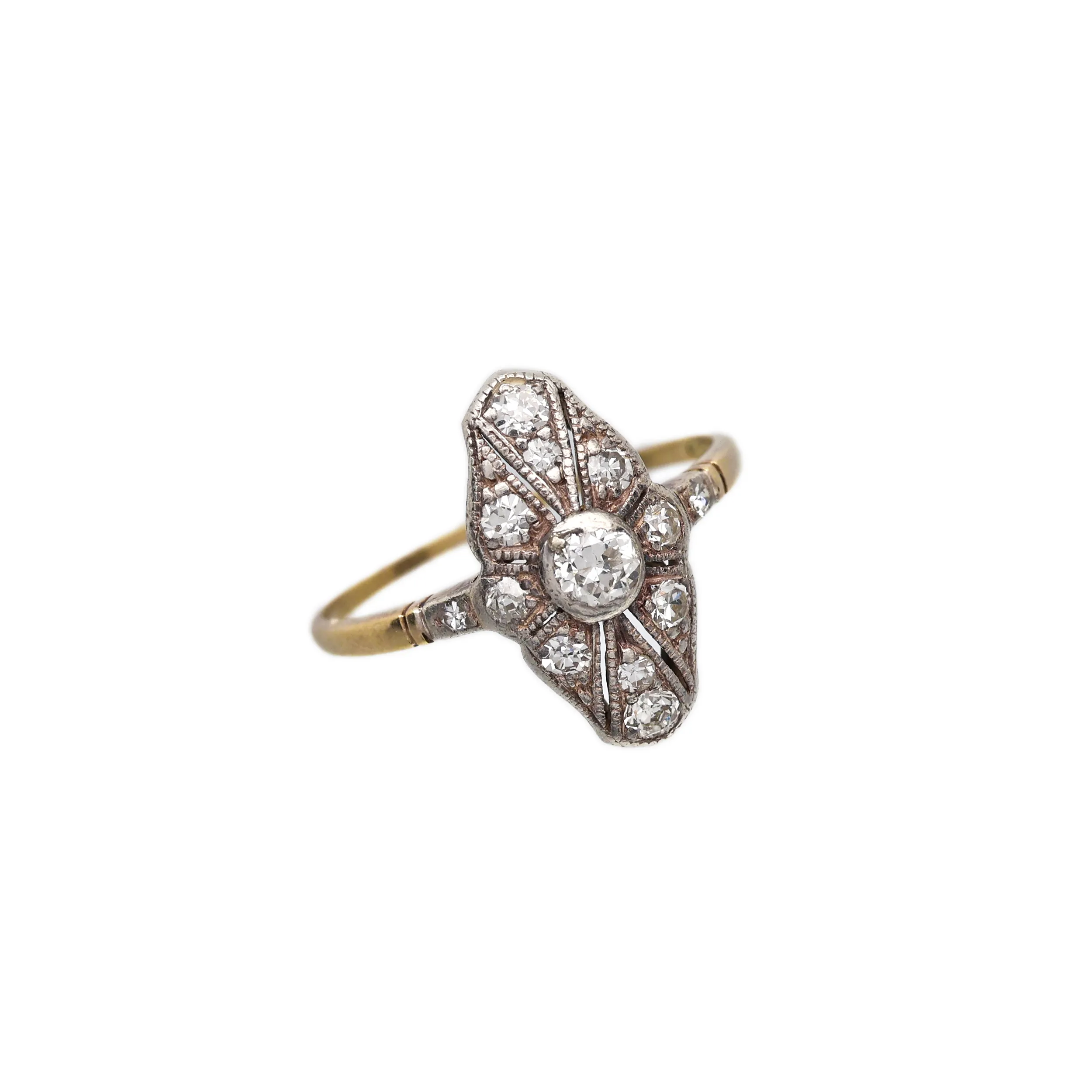 Starožitný zlatý prsten s diamanty 0,40ct - 3