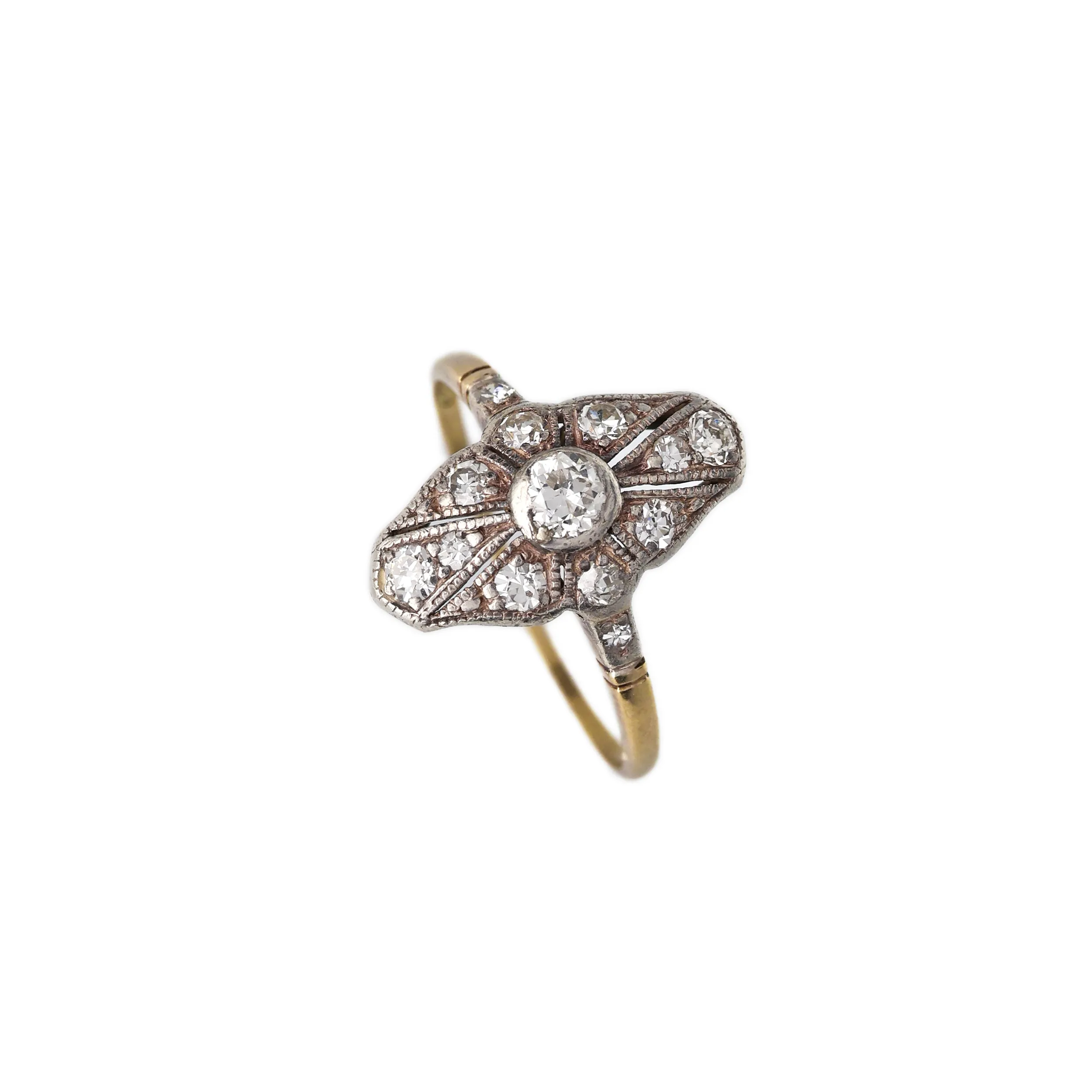Starožitný zlatý prsten s diamanty 0,40ct - 5