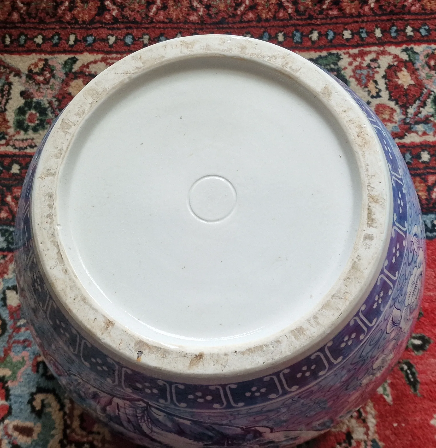 Čínský ručně malovaný porcelánový květináč – kobaltová modř, Ø 47,5 cm - 11