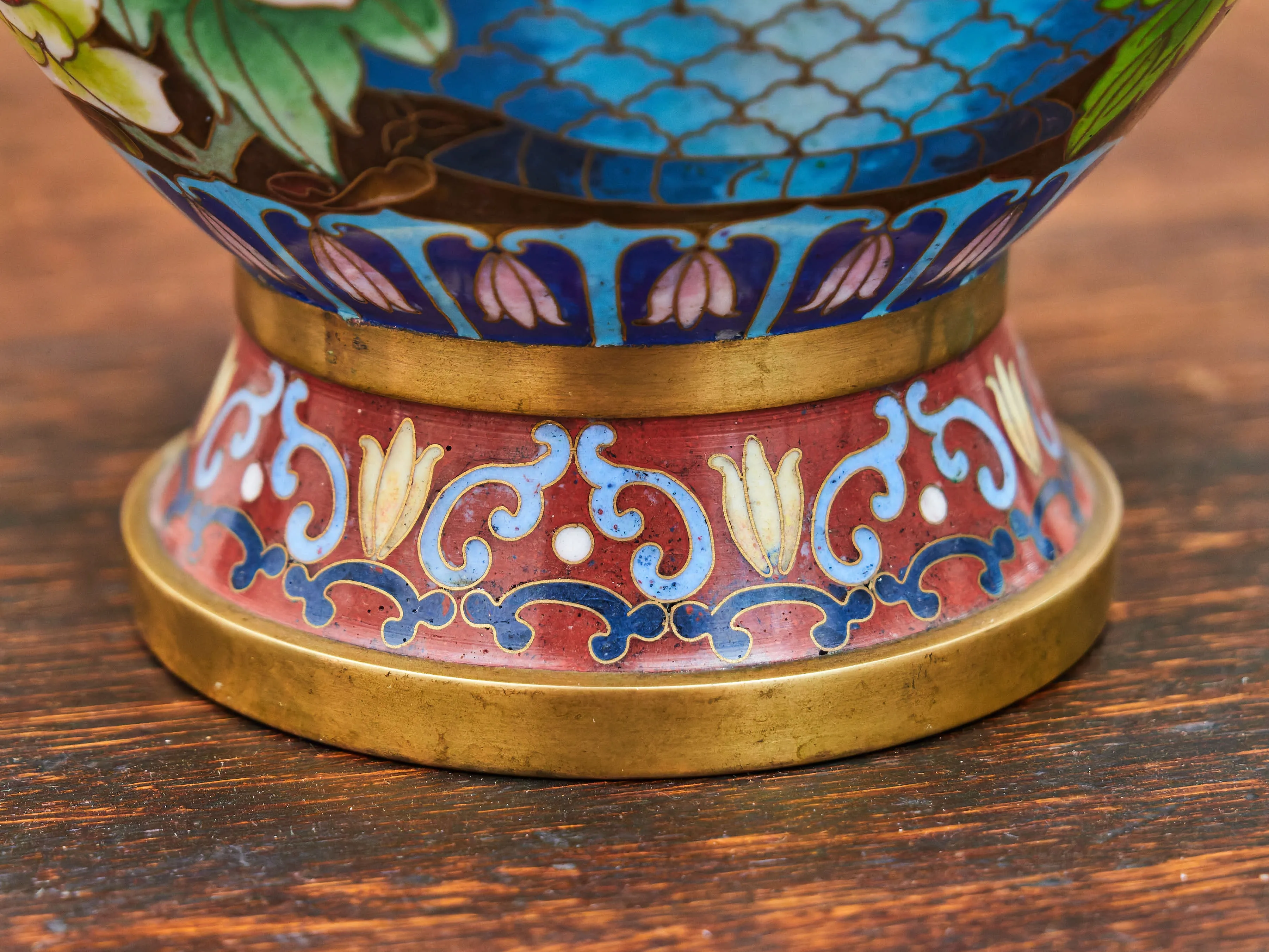 Cloisonné vázy – hnědé, ručně zdobené - 5