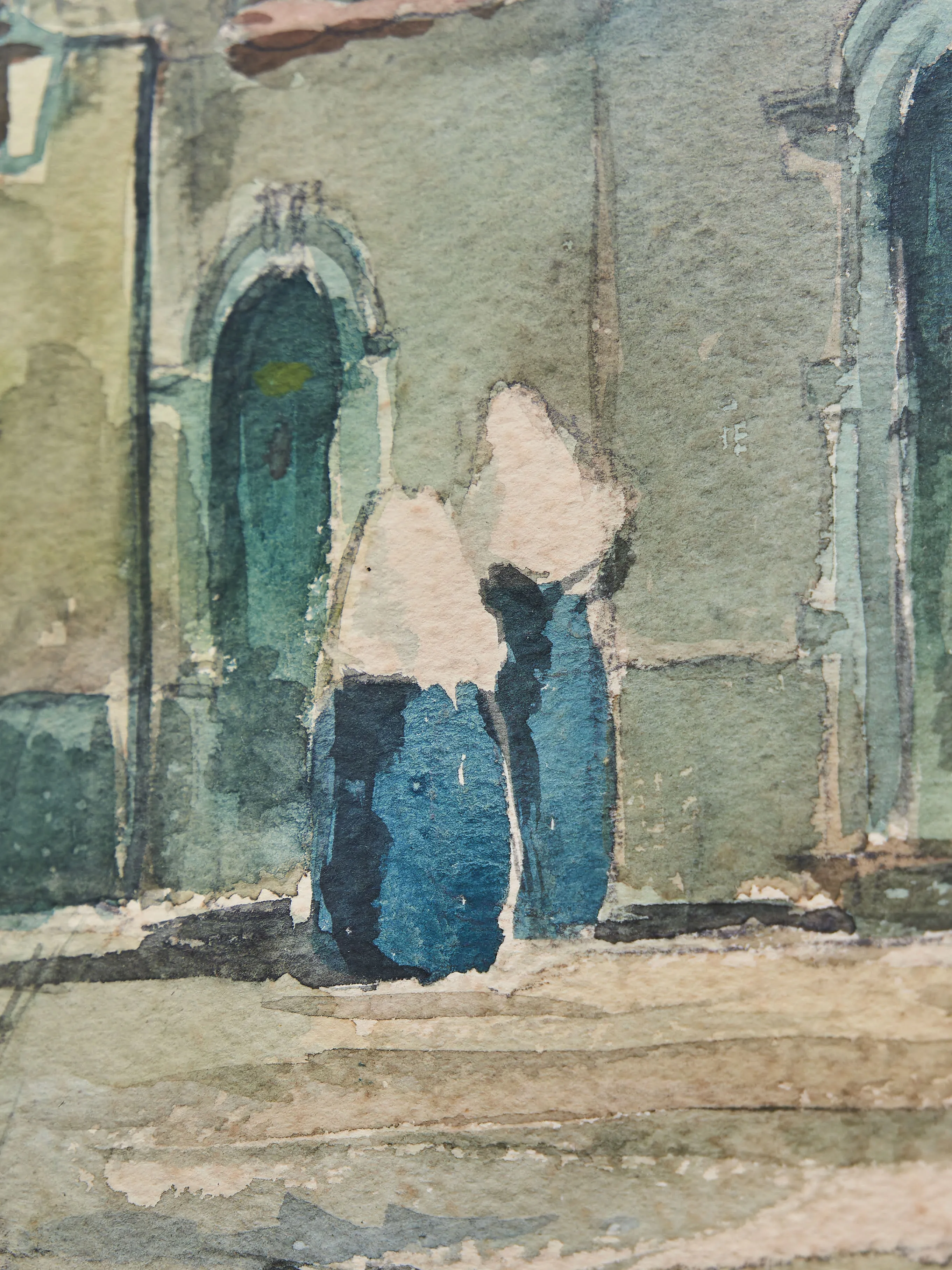 Jeptišky před klášterem akvarel 49 X 36 cm - 3
