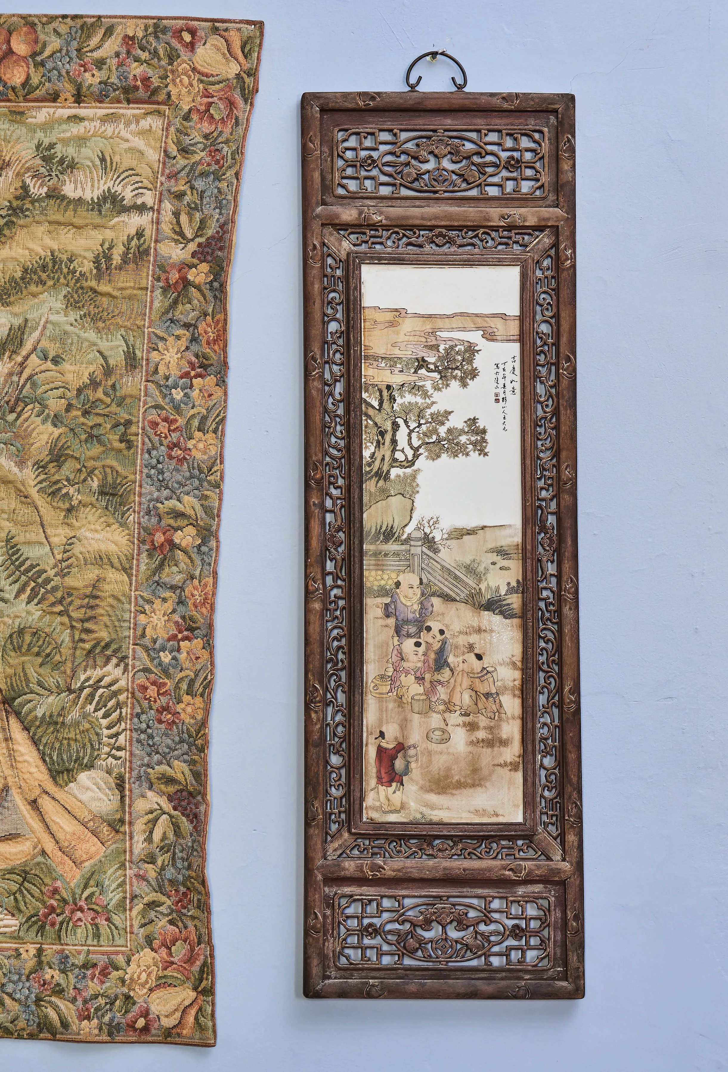 Čínský porcelánový panel s malbou dětí