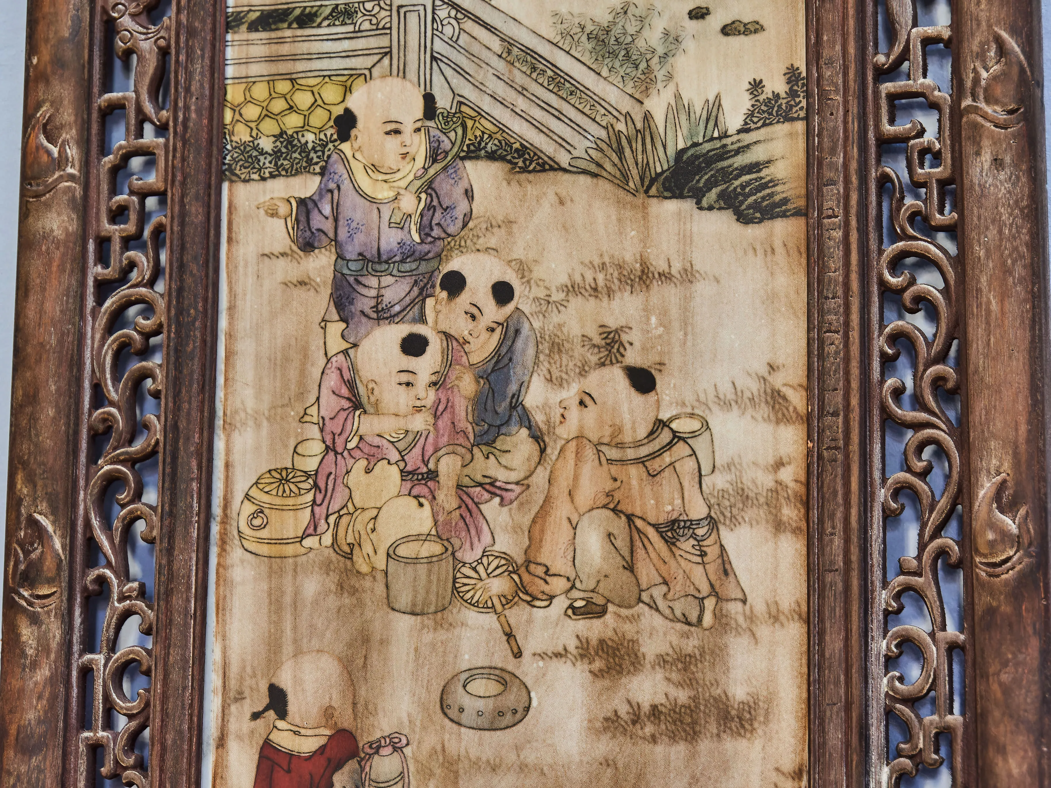 Čínský porcelánový panel s malbou dětí - 5