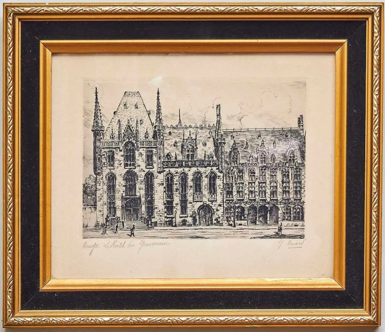 Bruggy – dvojice originálních kreseb tuší od Y. Briarna, kolem roku 1930 - 2
