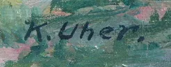 Karel Uher – Pohled na vesnici od řeky - 4