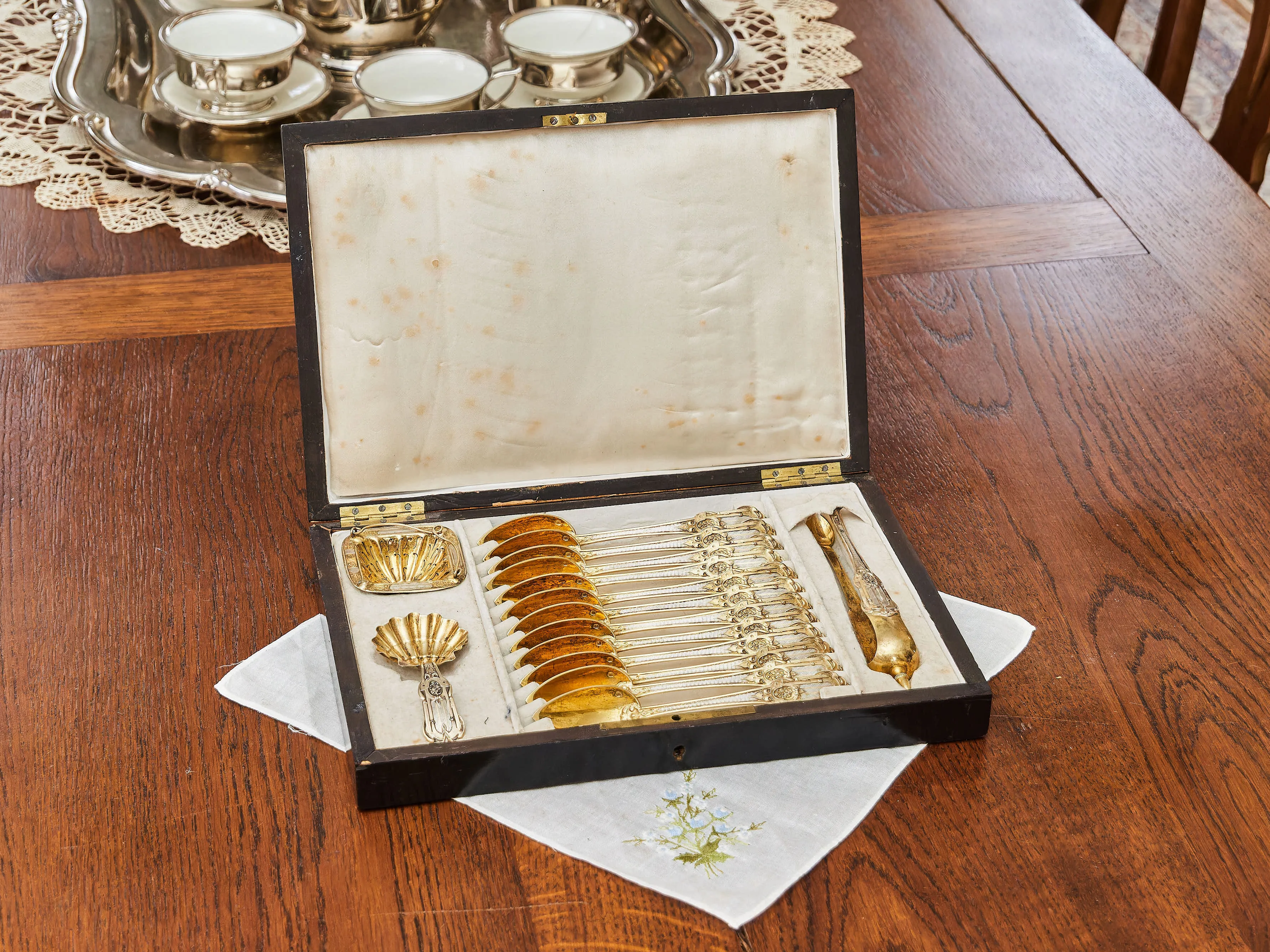 Luxusní stříbrná čajová sada s monogramem SG – 800/1000, 236,75 g - 2