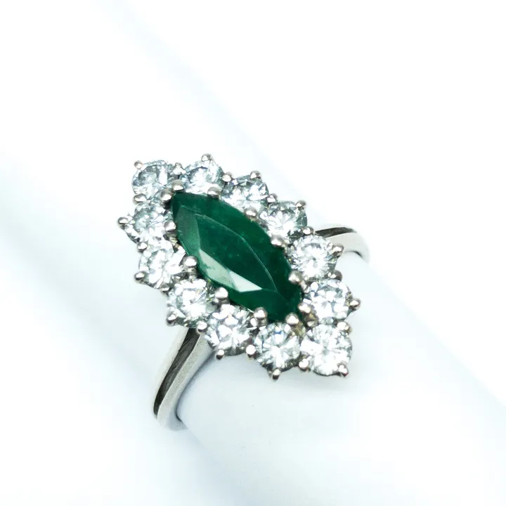 Zlatý prsten s brilianty 1,80 ct a přírodním smaragdem 1,20 ct - 2