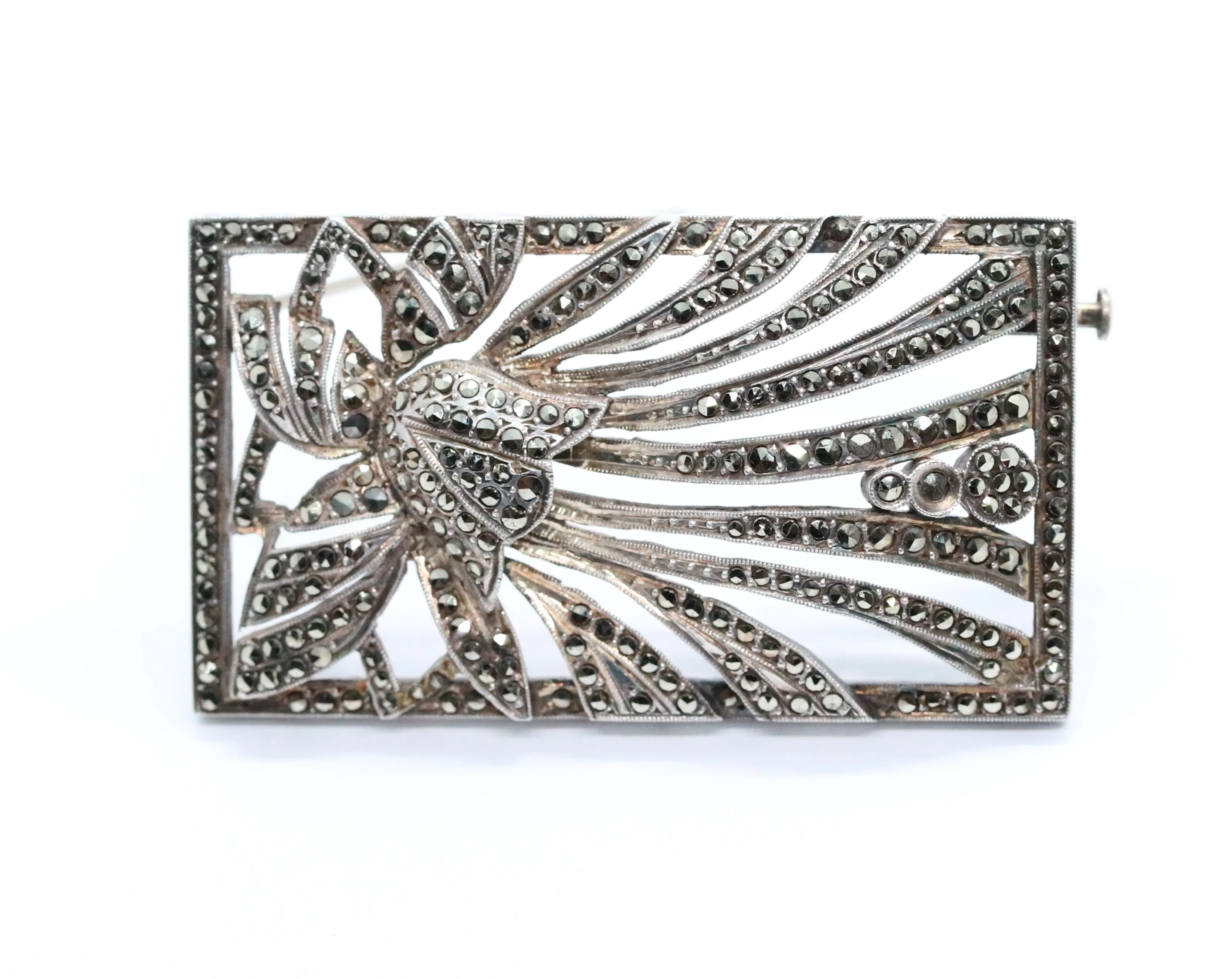 Art deco stříbrná brož