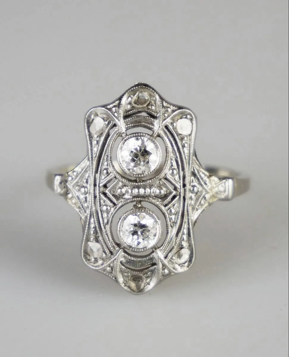 Art deco zlatý prsten s diamanty - 1