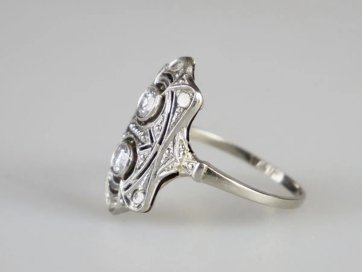 Art deco zlatý prsten s diamanty - 3