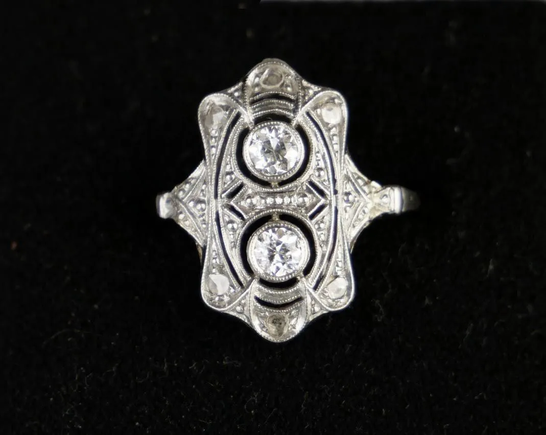 Art deco zlatý prsten s diamanty - 5