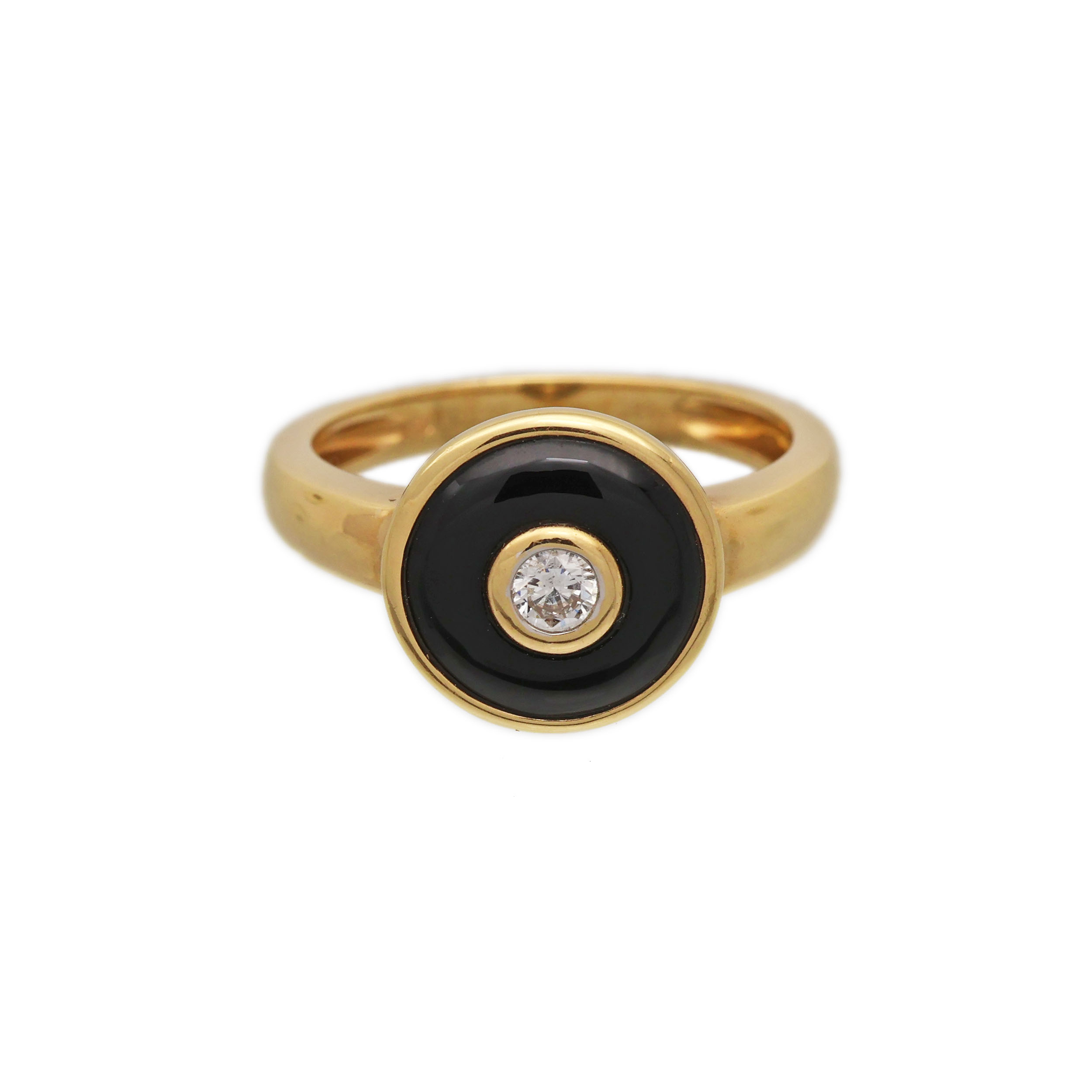 Zlatý prsten s přírodním diamantem a onyxem