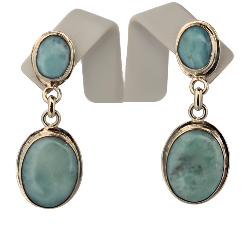 Stříbrné visací náušnice s larimarem