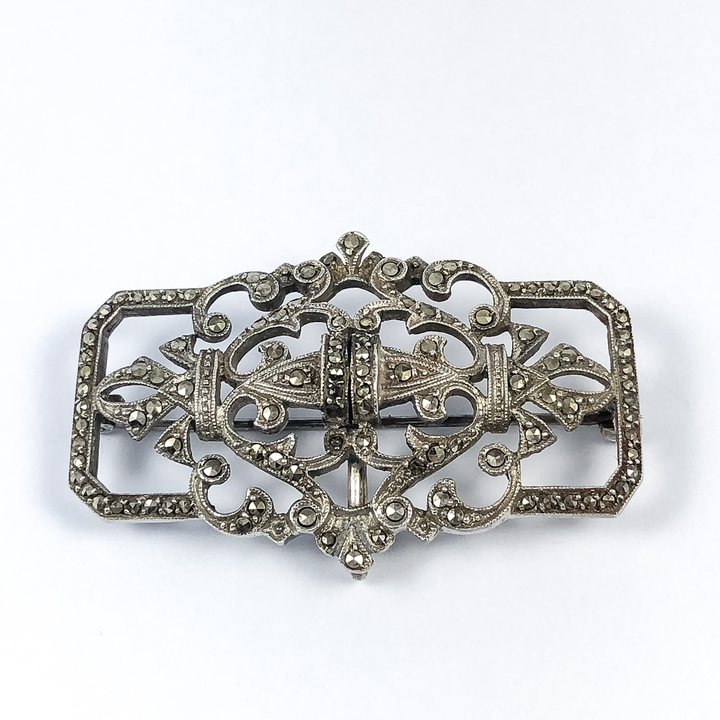 Stříbrná brož s markazity, Art Deco