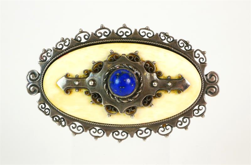 Stříbrná brož s Lapis Lazuli