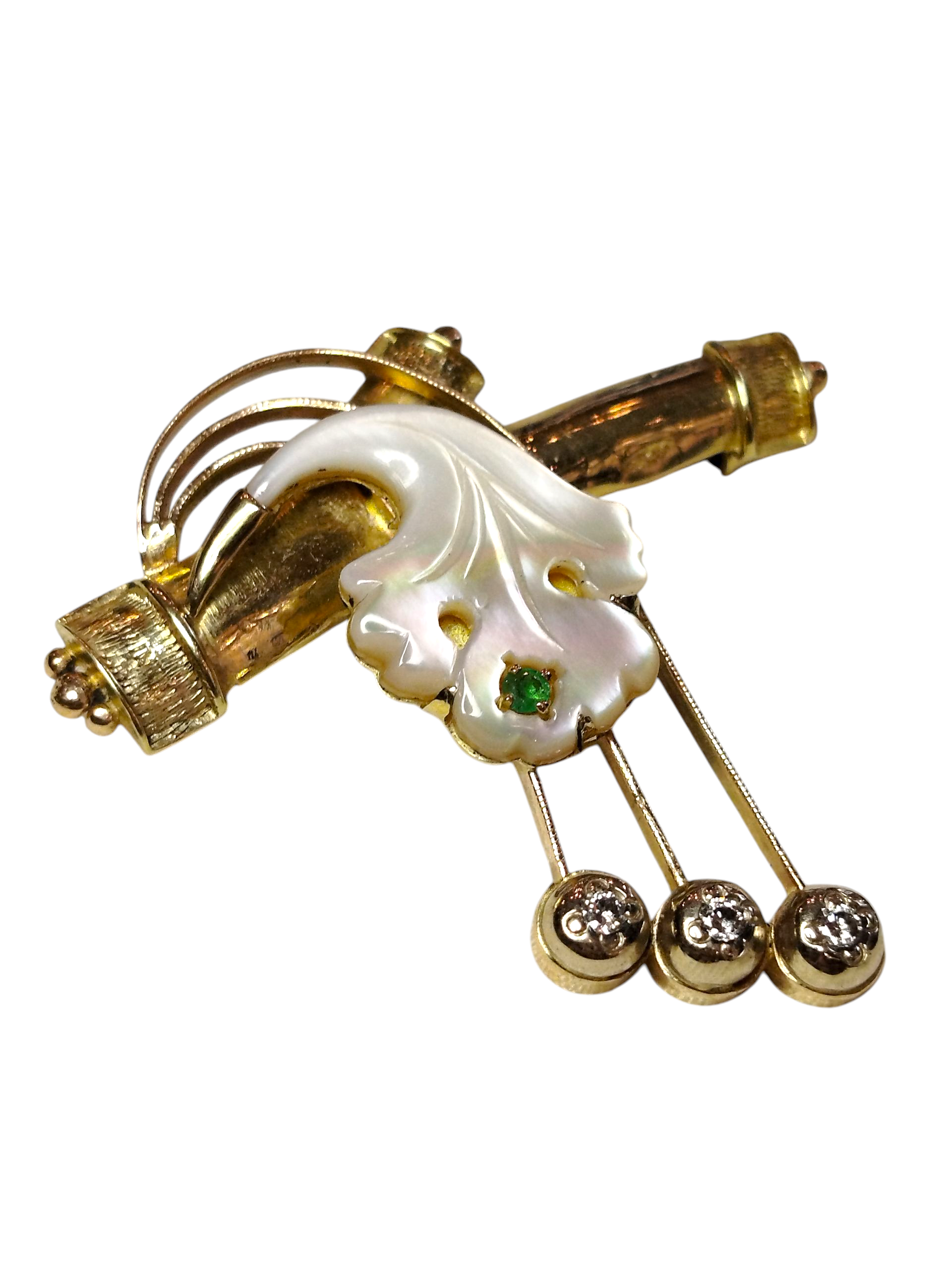 Zlatá brož ve florálním stylu