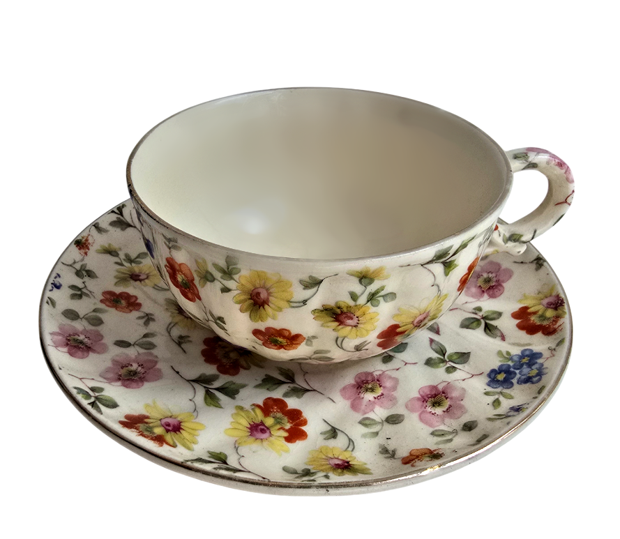 Keramický čajový šálek s podšálkem zn. Bihl