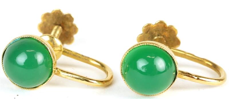 Zlaté náušnice s chrysoprasem